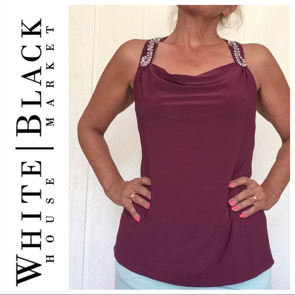 WHBM MAUVE PURPLE EMBELLISHED RACERBACK TANK XS - Picture 2 of 16